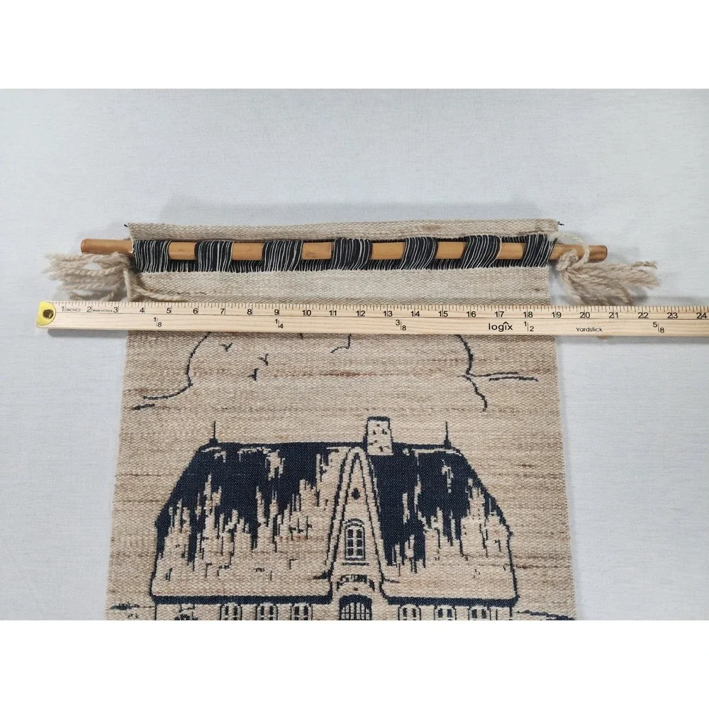 Vintage German Meldorfer Kunstweberei Woven Wool Tapestry Cottagecore Folk Art
